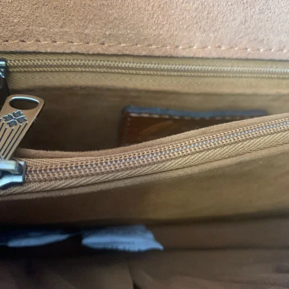 Patricia Nash Teal Blue Floral Leather Top-Handle Crossbody NWT - Picture 9 of 12